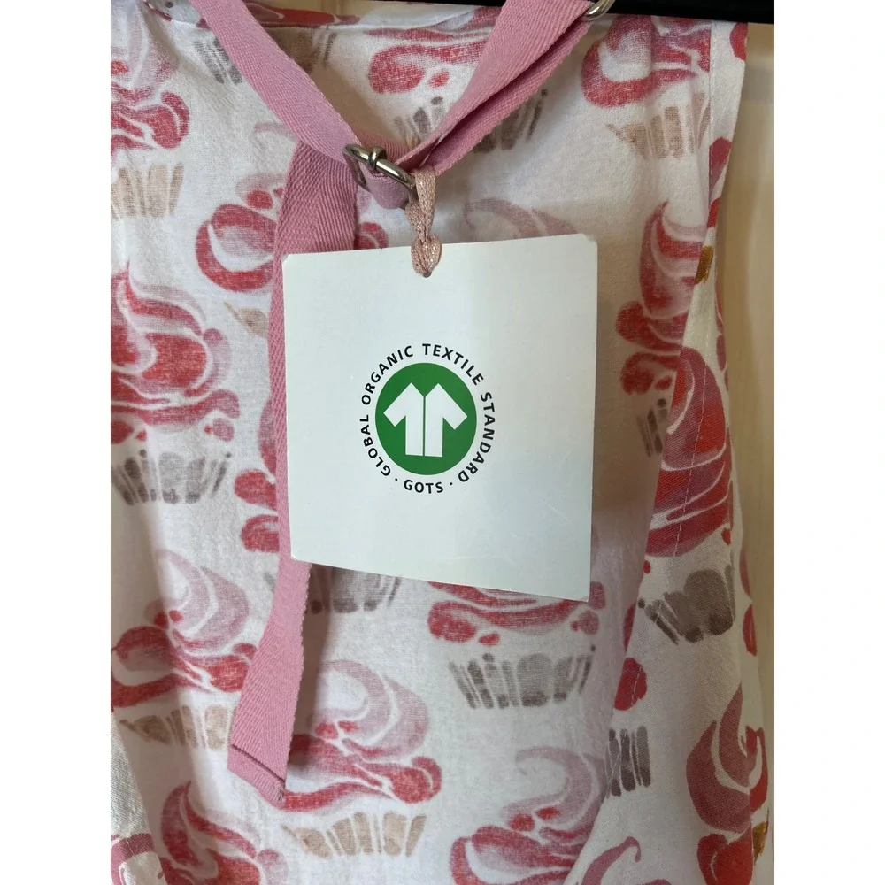 NWT Simply Whimsical Organic Cotton Flour Sack Apron Pink Cupcake Print GOTS New